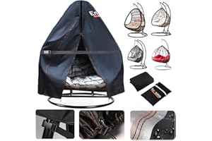 ENZENO Housse de chaise d'extérieur double œuf imperméable 2 places robuste en osier à suspendre pour véranda, jardin, cocon - 230 x 200 cm - Noir