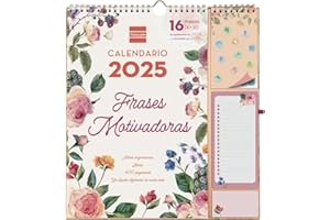 Finocam - Calendario de Pared Plus 16 Meses 2024 2025 Mes Vista Septiembre 2024 - Diciembre 2025 (16 meses) Frases motivadoras Español