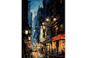 VIART City Paint by Numbers for Adults-Landscape Painting by Numbers for Adults,Night View Paint by Number Kits for Home Wall Decor 12x16inch