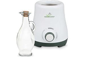 MASSAGE-EXPERT Scalda-olio da massaggio con contenitore in vetro, Riscalda piacevolmente l'olio in soli 5 minuti, Riscaldamento continuo da 0 a 100 °C.