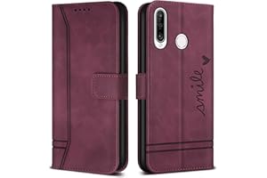 Bravoday Hülle für Huawei P30 Lite/Huawei Nova 4E, PU Ledertasche Handyhülle Flip Schutzhülle Kompatibel mit Huawei P30 Lite/Huawei Nova 4E, mit Kartenfäch & Kickstand, Weinrot