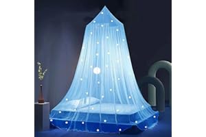 Eimilaly Ciel de lit étoilé Qui Brille dans Le Noir, paravent de lit pour Filles, Ciel de lit de Princesse pour Chambre de Fille, Blue