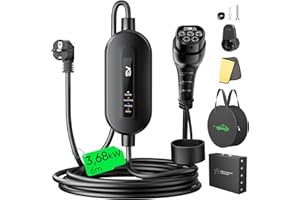 ‎EVJUICION Evjuicion Ladekabel Elektroauto Typ 2 Schuko 3,68kW[1-phasig, 6m, 16A, IP67], EV Chargers mit Anzeigeleuchte, EV Ladegerät für ID.3/4, X1, 5ER, Model Y/3, und Anderen EV(Strom Nicht einstellbar)