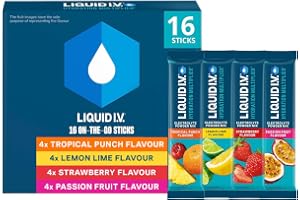 Liquid I.V. Hydration Multiplier Electrolyte Powder Mix Variety Pack, Lemon Lime, Passionfruit, Strawberry and Tropical Punch