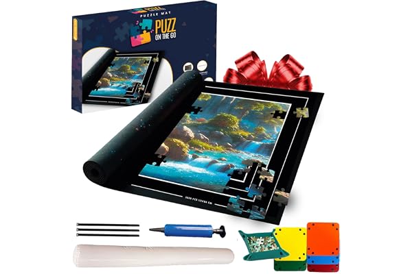 Puz on The Go® | Tapis de Puzzle Pliable Géant 140x100cm | Support Puzzles 3000 Pièces | Feutre Doux Anti-dérapant | Transport Facile | Gonfleur et Organisateurs Inclus | OriginalCorner®