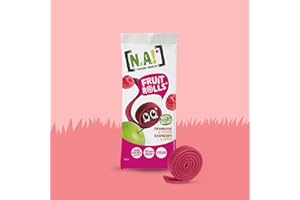 N.A! Nature Addict Fruit Rolls Framboise et Pomme- Boîte de 12 sachets -100% issu de fruits Sans Sucres Ajoutés, Sans Édulcorants ni Conservateurs