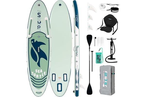 FunWater Planche de Surf Gonflable Accessoire Complet Pagaie réglable,Pompe,Sac à Dos de Voyage,Laisse de sécurité,Étui étanche