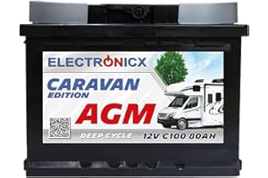 Batteria AGM 12v 80Ah Electronicx Caravan Edition V2 solare accumulatore alimentazione camper gel