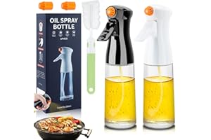 Onlyesh Spruzzino Olio per Friggitrice Aria, 200ml Nebulizzatore Olio, Olio Spray per Friggitrice Ad Aria con Bottiglie Pennello, 2 Ugello di Ricambio, per BBQ, Insalata, Pane di Cottura, 2PCS