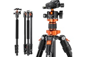 K&F CONCEPT Trípode Cámara 158cm Aluminio con Monopié, Trípode Compacto con Rótula de Bola y Placa de Liberación Compatible con Cámara DSLR Canon Nikon Sony K254A1+BH-28L