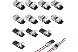 KSYWYDU 12 Pcs Low Voltage H Tap Connectors, 2 Pin Wire Connectors, 2 Way Quick Splice Connectors Solderless, 18-22 AWG, No Wire Stripping Required, Ideal for LED Lights Automotive Audio/Video Wiring