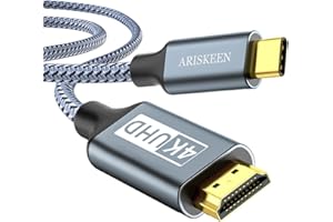 ARISKEEN Cable USB C a HDMI 4K @ 60 Hz, USB 3.1 tipo C a cable HDMI [compatible con Thunderbolt 3/4] para MacBook Pro/Air, Galaxy S8 a S23, iPhone 15/Pro/Plus/Max, iPad Pro, iMac, Surface (5 m)