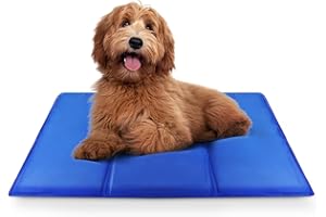 FurDreams Pet Cooling Mats – Self Cooling Mat Bed for Dogs, Cats to Prevent Overheating During Rest & Sleep – Heat Absorbing & Waterproof Gel Pillow Pad to Keep Ice Cool – Plain (50 x 90cm)