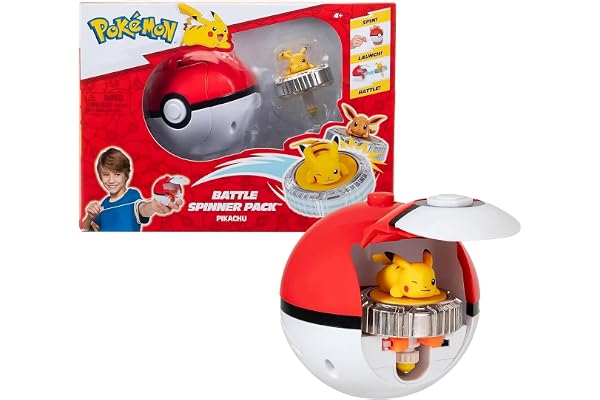 Pokémon Pack de toupies de Combat Pikachu Toupie de Combat avec Lanceur de toupie Poké Ball