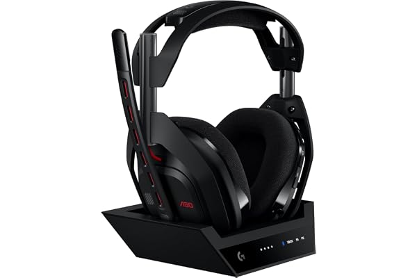 Logitech G Astro A50 Lightspeed Auriculares Inalámbricos para Gaming + Base | Audífonos inalámbricos gamer con micrófono + base (5 Gen), PRO-G graphene, USB-C, Xbox/PS5/PC/Nintendo Switch/Switch 2, negro