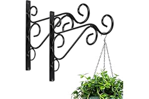 KABB Pack of 2 Black Iron Outdoor Hanging Brackets Wall Hooks for Bird Feeder Lanterns Wind Chimes with Screws