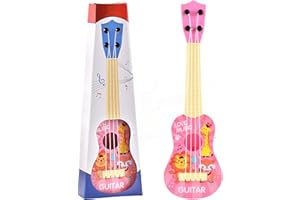 EMBHLITFE Kids Ukulele Guitar Toy,26 cm Mini Kids Ukulele Kid Guitar Musical Toy Ukulele Instrument with 4 Adjustable Strings,Mini Guitar Learning Educational Toys for Toddlers Beginners Boys Girls Gift (Pink)