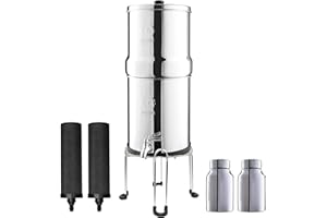 ‎PHOENIX GRAVITY Phoenix Gravity 6-Liter-Edelstahl-Trinkwasserfilter mit Schwerkraftzufuhr, 2 Phoenix-Kohlefilter und 2 POSTreat-Fluoridentfernungsfilter, Edelstahlhah