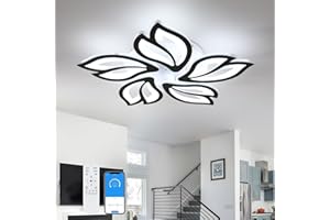 Comely Modern Dimmable LED Chandelier, Creative 5-Head Petals LED Ceiling Lamp with Remote Control, 45W Metal Acrylic Ceiling Chandelier Lighting Fixture for Living Room Bedroom Children's Room