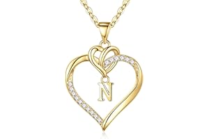 TINGN Collane con Iniziali a Cuore per Donne Ragazze, Collana con Ciondolo a Cuore Iniziale A-Z Placcato in Oro 14K Collana con Ciondolo a Cuore Delicato per Donne Ragazze Adolescenti Gioielli Regali