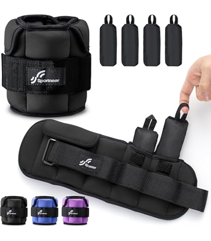 SPORTINATOR® Gewichtsmanchetten, pols- en beenmanchetten, klittenbandsluiting, enkelgewichten, trainingsgewichten, set van 2 stuks, 2 x 0,5/1/1,5 kg, enkelgewichten voor dames, heren (2 x 0,5 kg) (2 x
