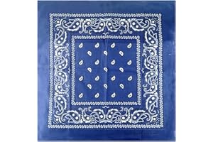 JOPHY & CO. Bandana 100% algodón unisex con estampado de cachemira y color liso, pañuelo bufanda para el pelo/cuello/muñeca/cabeza, COD.644