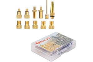 QKURT 10pcs Bicycle Adapter, Inflation Adapter Set Pump Adapter Valve Adapter Schrader Valve Presta Valve, Woods Valve for Bikes Tire Inflator Air Pump Compressor