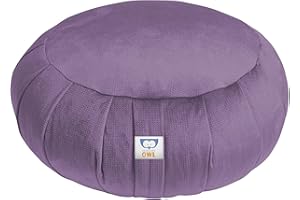 Sensory Owl Yoga Cushion Zafu Meditation Soft Velvet Buckwheat Husks Round Floor Cushion Lavender