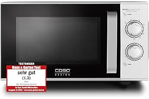 CASO MG 25 Ecostyle Ceramic - Testsieger Haus & Garten Test, Mikrowelle mit Grill, größere Nutzfläche dank CASOTEK Boden, 25 Liter, Garen auf zwei Ebenen, Silber, Edelstahl