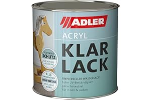 ADLER Lakier akrylowy bezbarwny, błyszczący, 125 ml, błyszczący, do drewna, odporny na warunki atmosferyczne, na bazie wody