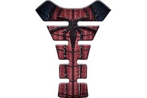 FOOQS Tankpad Sticker, Protection de Reservoir Moto Autocollant en Gel Polymer Spiderman universelle pour Aprilia BMW Ducati Honda Kawasaki KTM Suzuki Triumph Yamaha (Rouge)