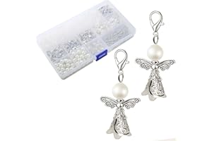 HERZWILD schutzengel selber machen 50 set Schlüsselanhänger Engel Charme Perlenengel Anhänger für DIY Hochzeit Schmuck Halskette Basteln Basteln Perlenengel Engel (B)