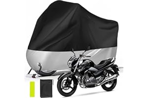 PlsMupn Telo Coprimoto, Telo Moto per Esterno Impermeabile, Copri Moto da Esterno con Strisce Riflettenti Fori di Bloccaggio, Anti UV Antipolvere e Antifurto, per Moto e Scooter (245x125x105 cm)