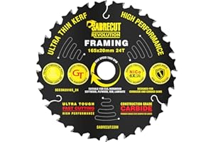 1 x SabreCut SCCSN20165_24 165mm 24T x 20mm otwór Wysoka wydajnoÅ›Ä‡ Ultracienkie rzazu Sklejka drewniana MDF Rama PÅ‚yta wiórowa Brzeszczot do piÅ‚y tarczowej
