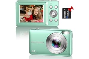 Digital Camera, Hauyince FHD 1080P 44MP Compact Camera, Vlogging Camera with 16X Digital Zoom, Powerful Cameras for Photography, Portable Mini Camera for Kids Teens Beginners-Green