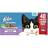Felix Original 7+ Variety in Jelly Cat Food, 40x100 g (Pack of 1), Blue