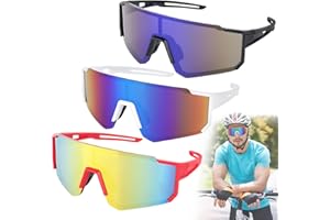 LYPPUL Szybkie okulary Rave, 3 sztuki, sportowe okulary przeciwsłoneczne, okulary rowerowe dla mężczyzn i kobiet, UV400, polaryzacyjne okulary ochronne, okulary rowerowe, wiatroszczelne, do aktywności