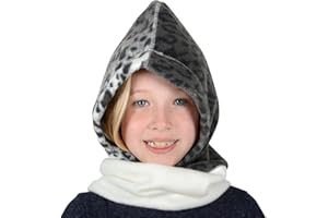 XSS Childrens Polar Fleece Hood Snood Balaclava Neck Warmer Hat Mask - Snow Leopard