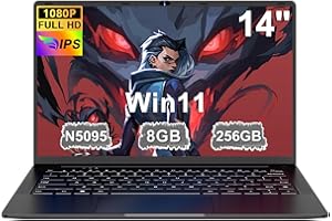 RUZAVA Ordenador Portátil 14 Pulgadas Celeron N5095 Upto 2,9 GHz Portatiles 8GB RAM 256GB SSD TF 1TB LPDDR4 Win11 5G WiFi 1920*1080 FHD mini HDMl Laptop Película Protectora Español - Negro Cuerpo Metálico