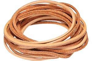 QUARKZMAN Cordón de Cuero Plano de 3.3 Yardas (2mm), Tiras de Encaje de Cuero para Manualidades en Marrón Puro