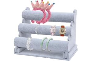 Bustlwor 3 stufiger Armbandhalter, Abnehmbarer Schmuck Ständer, T Bar Schmuckständer, Geeignet für Schmuck, Uhren, Halsketten, Armbänder(Grau)