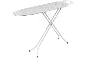 Kleeneze KL058270UKDIA Collapsible Ironing Board – Large Ironing Table, Adjustable Height, Anti-Slip Feet, 100% Cotton Cover, Lightweight & Compact Storage, Iron Rest, Left & Right-Handed, 114 x 34 cm