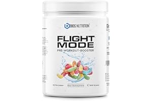 ‎BIOS NUTRITION FLIGHTMODE Pre Workout Booster 500gr (Sour Gummyworm) Vegan - 33 Portionen - kein Kribbeln & ohne Creatin - BIOS Nutrition (Made in Germany)