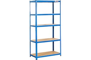 Rhino Racking - 2 Bays - 5 Tier Heavy-Duty Industrial Storage Shelves - Blue - 180x90x45cm