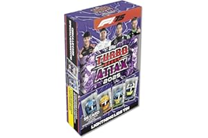 Topps Turbo Attax Formula 1 2025 - Mega Tin - Lightning Lids – contiene 66 carte incluse 6 Edizioni Limitate e 4 carte esclusive 'Lightning Lids'.