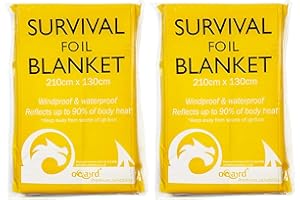 Oqard Survival Foil Blanket 210 cm x 130 cm - Pack of 2