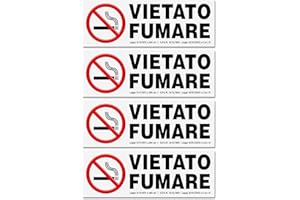 EVEREST ADV 4 Adesivi VIETATO FUMARE formato cm 15x5 | No Smoking | Divieto di Fumo | Con Normativa | Adesivo Resistente per Interno ed Esterno | 4 pz
