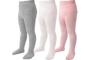 Marchare Baby Girls Tights Thick Solid Cable Knit Leggings Winter Warm Stockings For Toddler Girls 1/2/3/4/5 Pack
