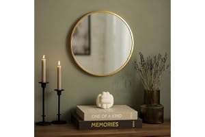 Decor incredible Round Sunburst Wall Mirror Gold Metal Frame for Decoration Decorative Design Stylish Latest Large Item Abstract for Living Room Bedroom Dining Bathroom Office Cafes House Hall 12in