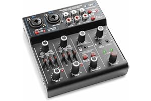 Vonyx VMM401 4-Channel PA Mixer with USB Audio Interface, Bluetooth Streaming, Phantom Power, EQ & Echo Effects - Compact Desk Microphone Music Mixer for Live Sound & Audio Recording